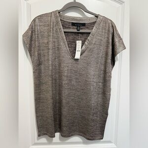 White House Black Market metallic Gray Short Sleeve Top